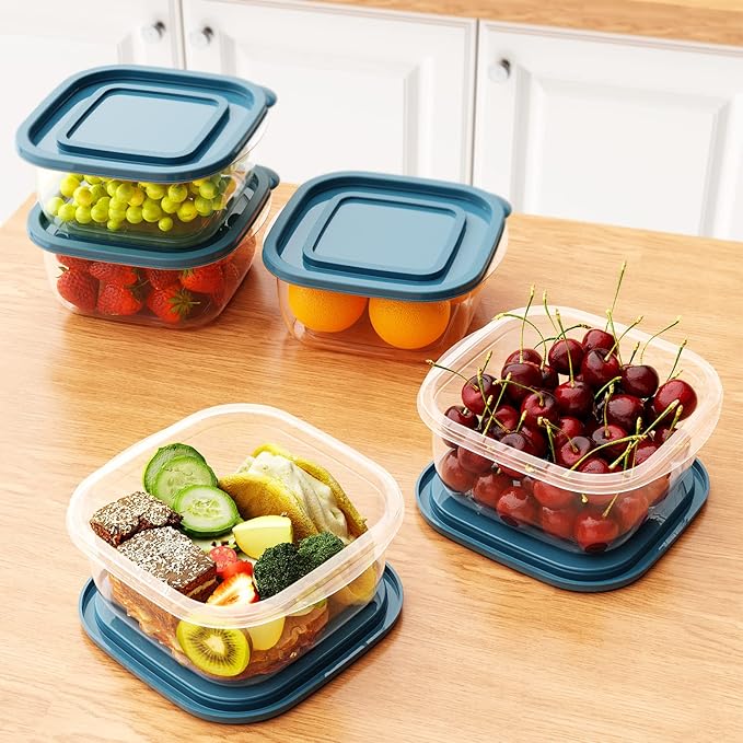 5PCS Rectangle Plastic Portion Box Sets with Lids.Food Storage Box,Container Sets,Food Storage,Food Containers,Plastic Food Container,use for School,Work and Travel,950ML Per Box.