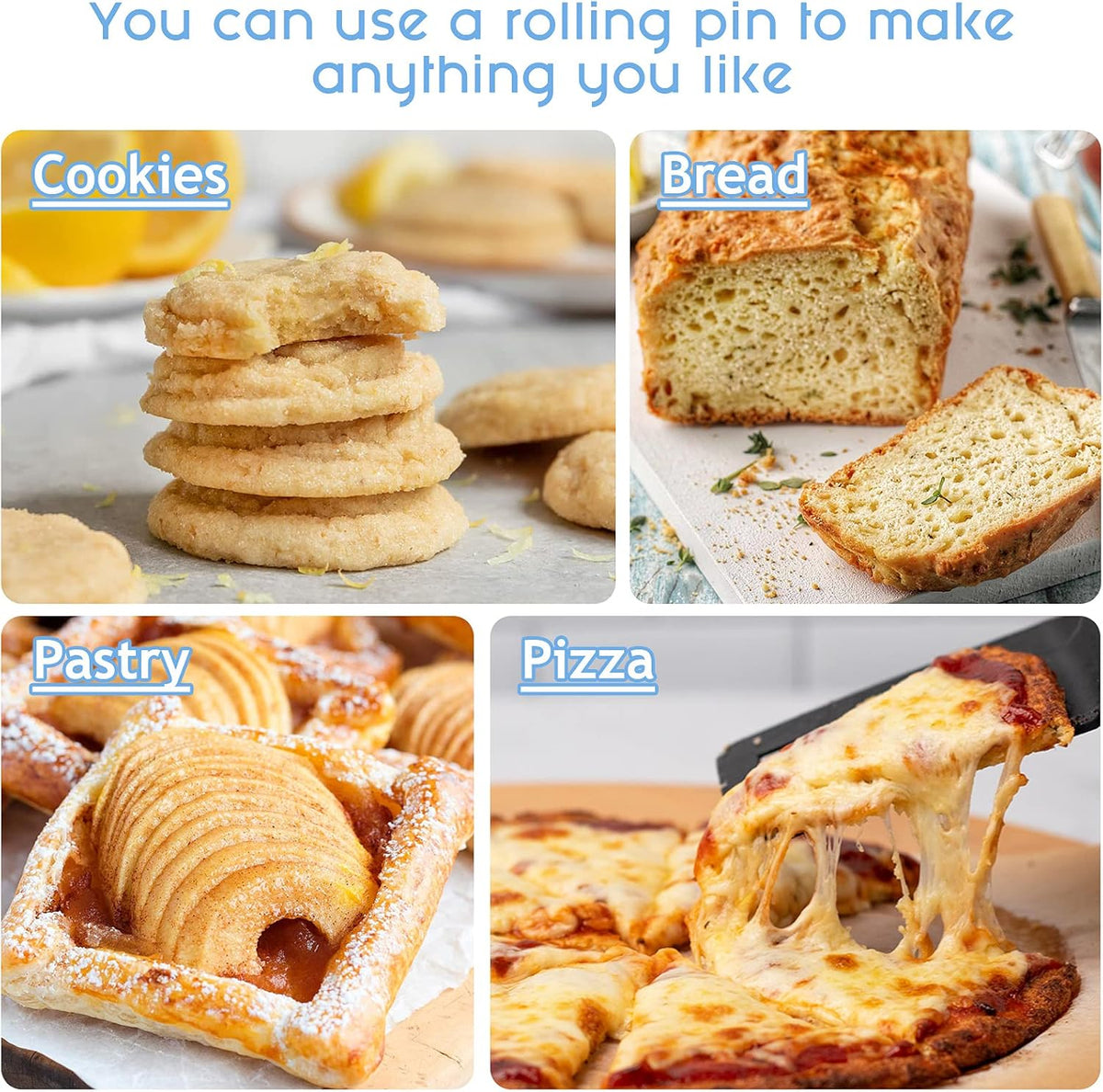 Rolling Pin Dough Roller for Baking with Thickened Non Stick Silicone Metal Handle Rolling Pin Stainless steel Fondant Roller Pin Cookie Pastry Kitchen Accessories 13.8 X 1.5 Inches