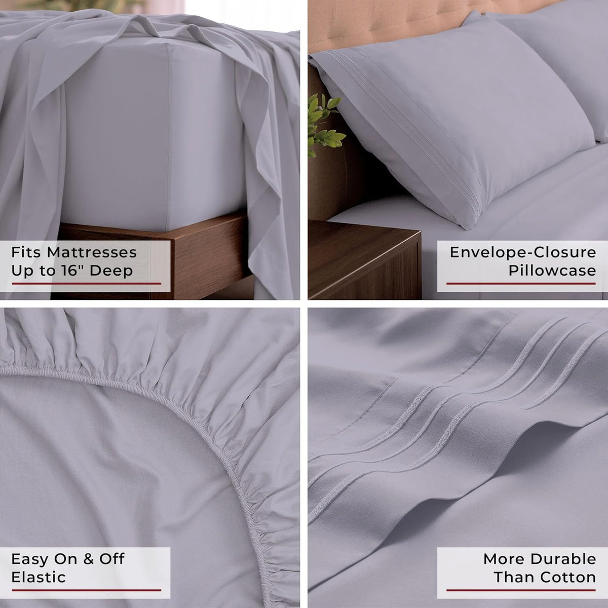 Mellanni California King Sheets Set - 4 PC Iconic Collection Bedding - Hotel Luxury, Extra Soft, Cooling Bed Sheets - Wrinkle, Fade, Stain Resistant (Cal King, Lavender)