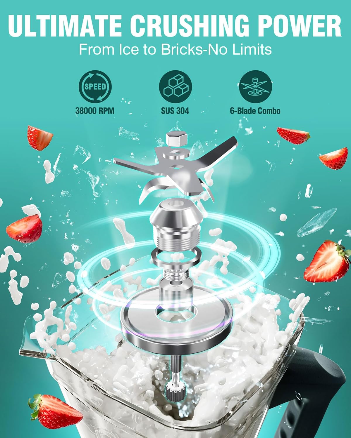 WantJoin Commercial Blender - 68oz Large Capacity Professional Blenders for Kitchen Smoothie Blender w/Powerful 2.5 HP Motor, 15 Speeds, 1-5min Timer, 30000 RPM, High Speed for Catering &Home