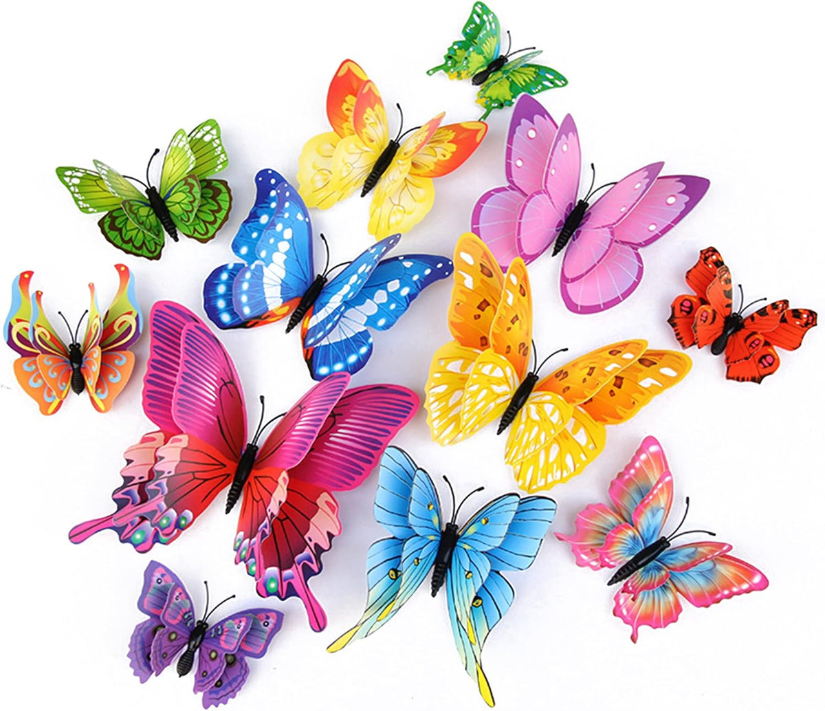 Butterfly Wall Decor 24/48 PCS, 3D Butterflies Stickers for Party Decorations with Magnets(Colorful, 48)