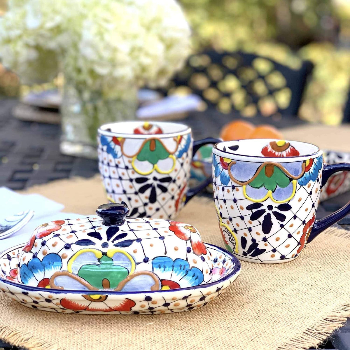 Encantada Handmade Hand-Painted Authentic Mexican Pottery Mugs (1-Pack, Dots & Flowers)