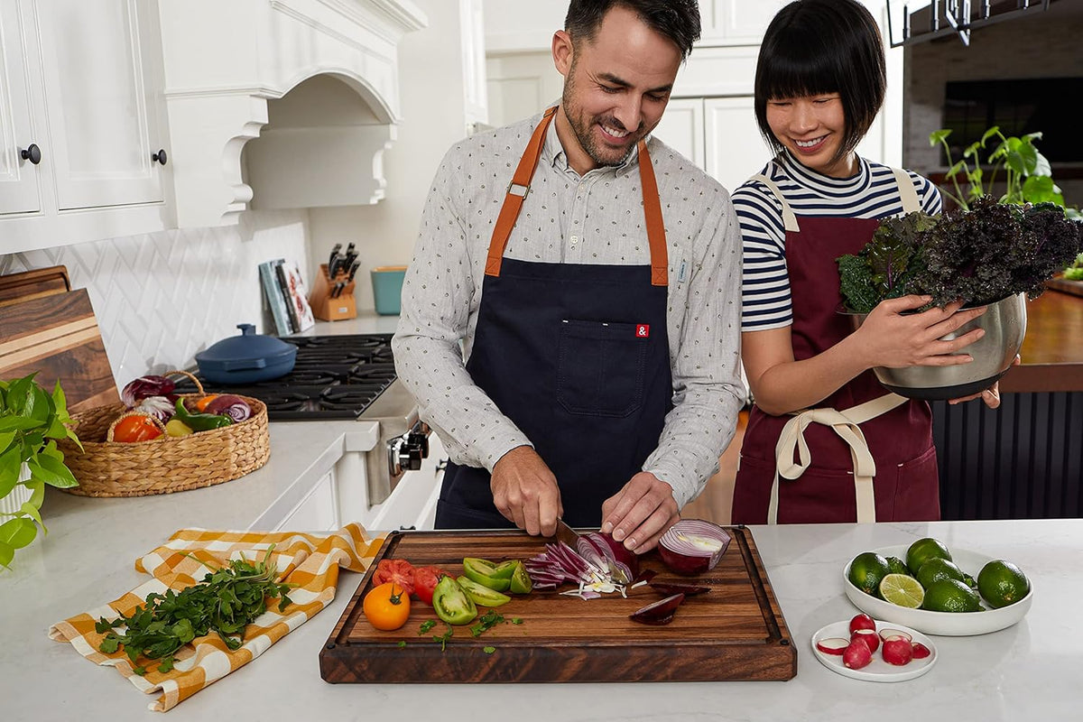Sonder Los Angeles, Made in USA, Large Thick Edge Grain Walnut Wood Cutting Board with Non-Slip Feet, Juice Groove for Kitchen 20x15x1.5 in (Gift Box Included)