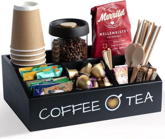 Vinvoli Coffee Station Organizer – Premium 2025 All-in-One Coffee Bar & Tea Organizer for Bar Accessories, Tea Storage, and Decor