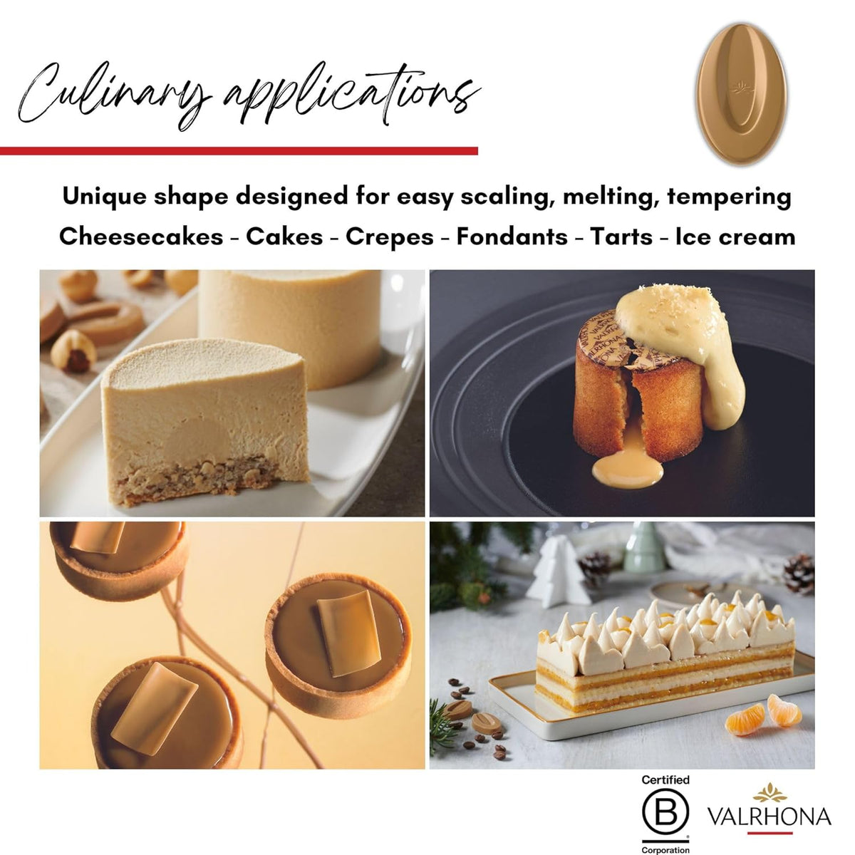 Valrhona Premium French Baking Blonde Chocolate Discs (Feves) DULCEY 35% Cacao, Creamy, Caramel Cookie Flavor Notes, Easy Melt & Tempering Creamy, Balanced, For Luscious Frostings. 1kg (Pack of 1)