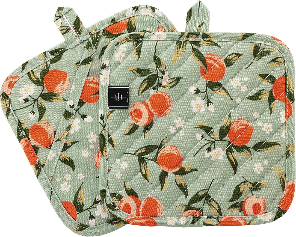 Pot Holders for Kitchen Heat Resistant Hot Pads for Countertops Oven Pot Holders Cotton Potholders for Kitchen Cooking Baking (Watercolor Apricot)