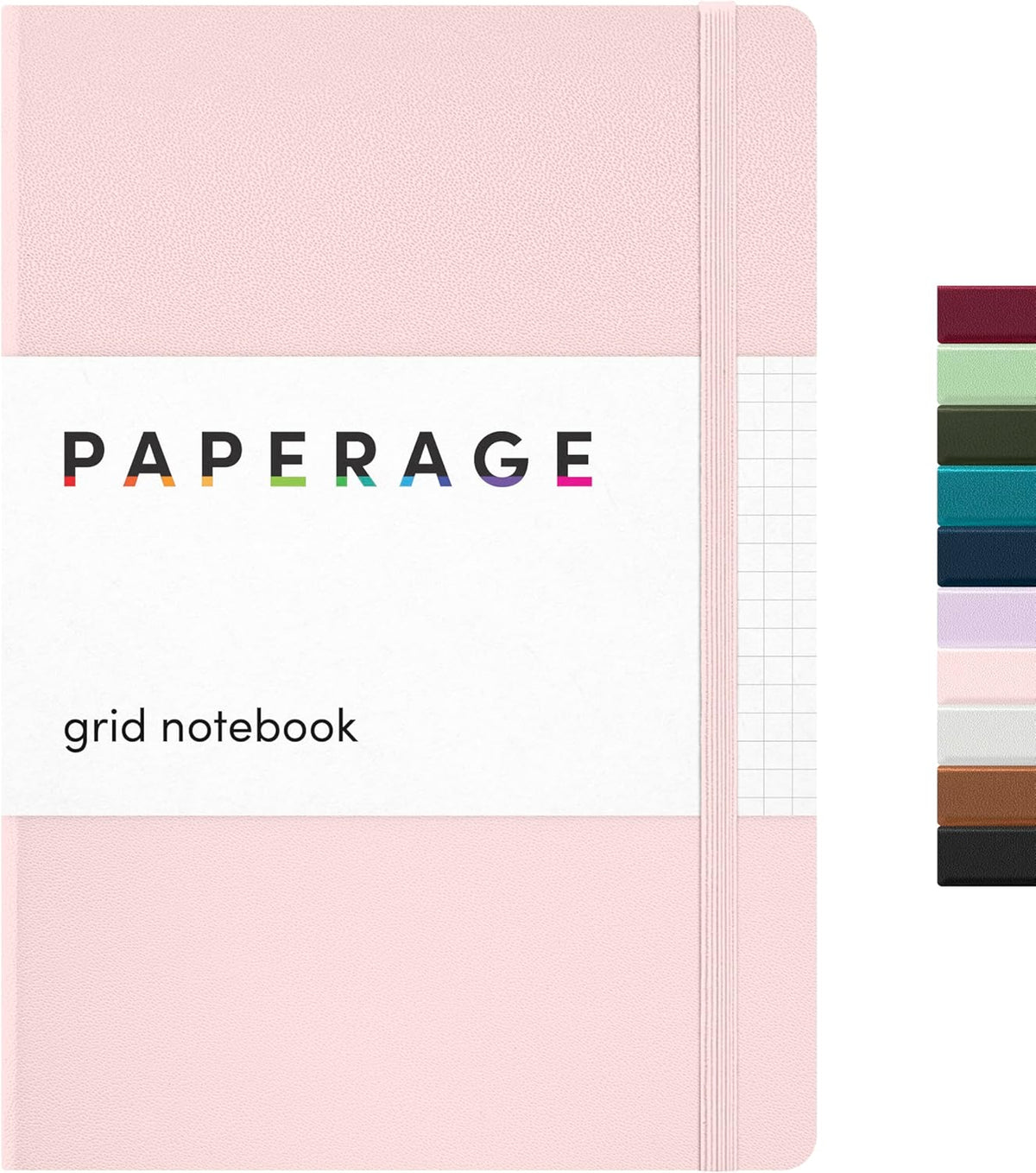 PAPERAGE Graph Paper Journal Notebook, (Blush), 160 Pages, Medium 5.6 in x 8 in - 100 GSM Thick Paper – Hardcover Grid Notebook for Work or School