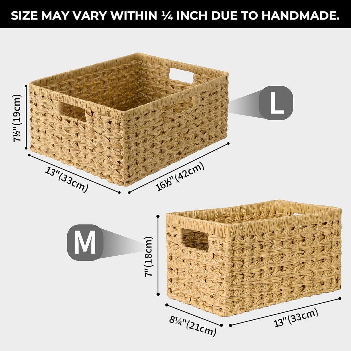 GRANNY SAYS Large Wicker Basket, Decorative Woven Basket for Storage, Wicker Basket with Handles, Waterproof Storage Basket for Shelves, 1-Pack