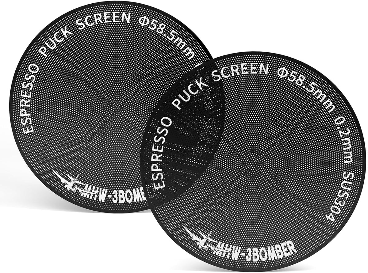 MHW-3BOMBER 58mm Espresso Puck Screen - 0.2mm Ultra Thin Espresso Puck - Metal Reusable Coffee Filter for Portafilter Basket 58mm - Puck Screen with Titanium Coating FG7046B-OS