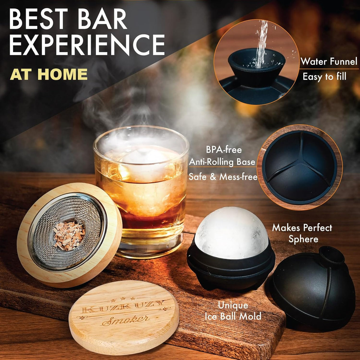 Cocktail Smoker Kit with Torch – 6 Flavors Wood Chips – Bourbon, Whiskey Smoker Infuser Kit, Old Fashioned Drink Smoker Kit, Birthday Bourbon Whiskey Gifts for Men, Dad, Husband (Without Butane)