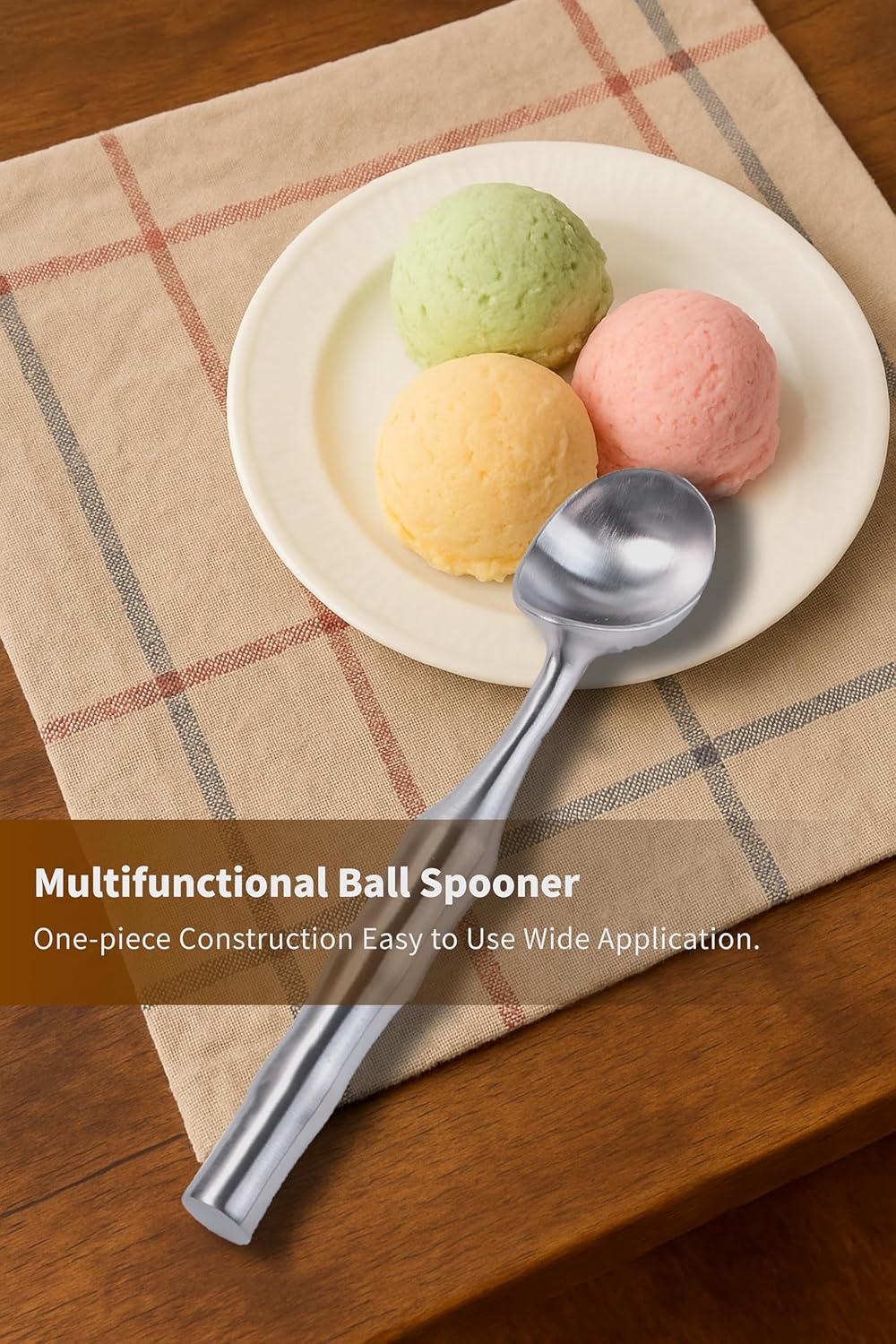 Stainless Steel Ice Cream Scoop - Ergonomic Handle Ice Cream Scooper Heavy Duty Ice Cream Scoops Best Rated - One-Piece Dishwasher Safe Icecream Scoop Stainless Steel