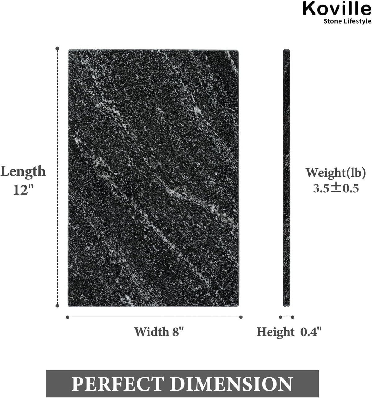 Koville Natural Black Marble Cutting Board for Kitchen Counter, 12" x 8" Real Stone Slab Marble Cheese Board for Home Decor, Granite Pastry Boards Granite Cutting Boards Bathroom Tray Candle Plate