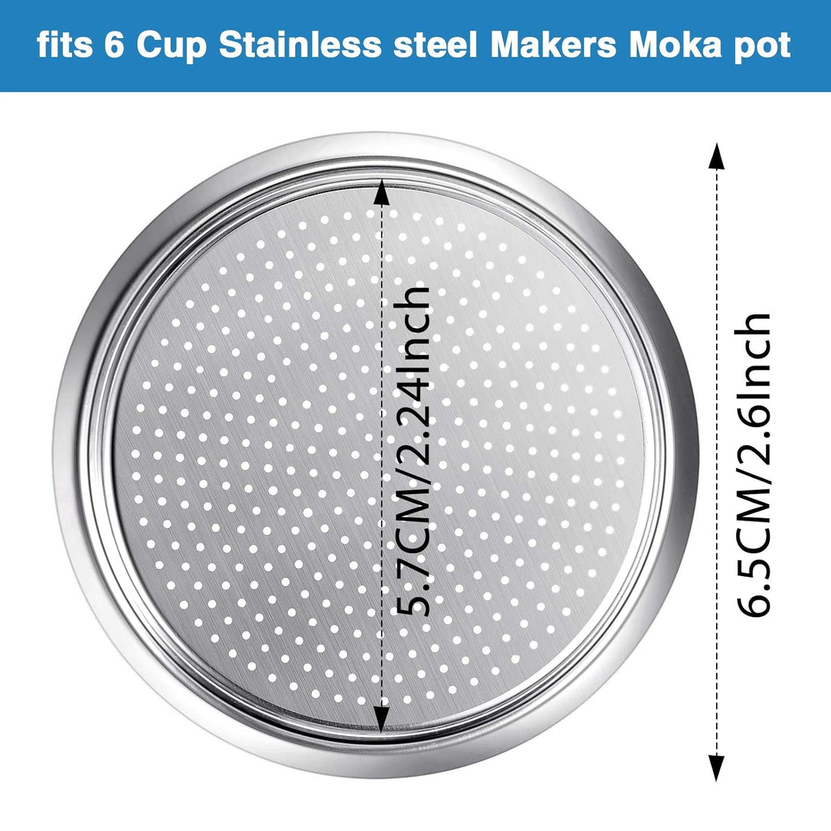 Moka Express Replacement Funnel Kit, 3 Packs Gasket Seals, 1 Stainless Steel Funnel with 1 Pack Stainless Filter (6-Cup)