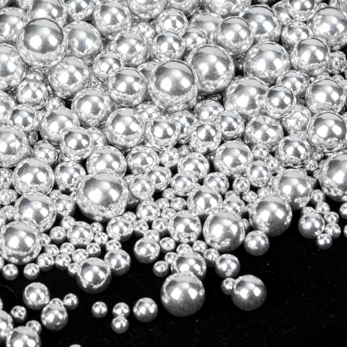 Twisweet Silver Pearl Sprinkles for Cake Decorating, Edible Sugar Pearls for Baking, Mix Size, Cake Topper Cupcake Cookie Ice Cream Dessert Decorations, Valentines Birthday Christmas Supplies (130g/4.58oz)