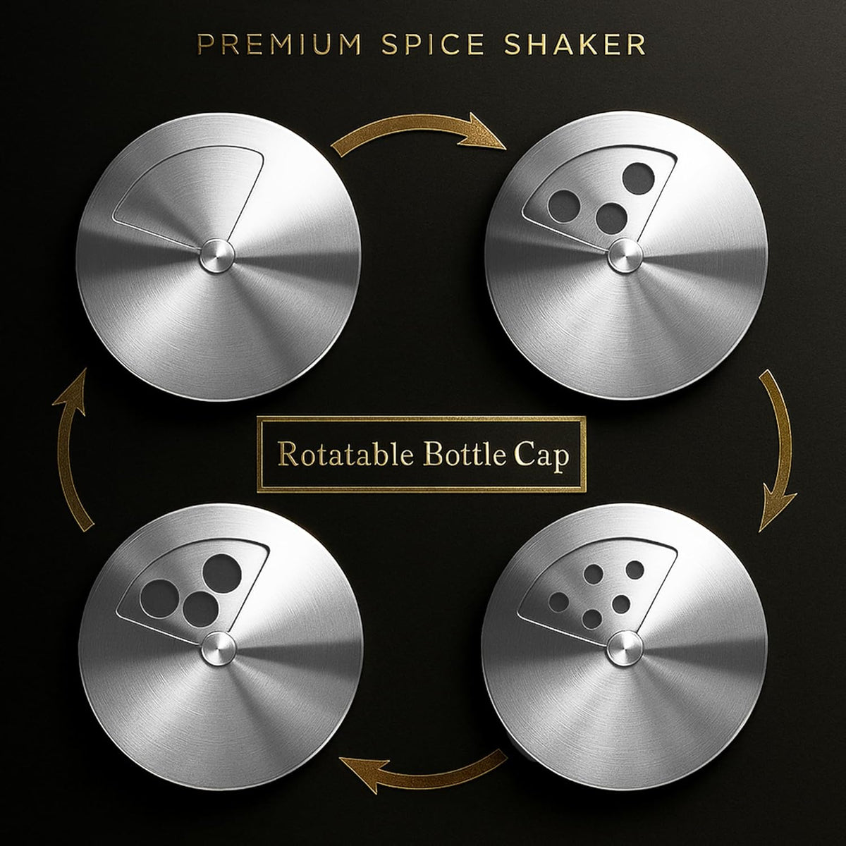 4-Piece Premium Stainless Steel Salt and Pepper Shakers Set – Adjustable Pour Holes Spice Dispenser for Salt, Sugar, Cinnamon, and Pepper – Stylish Kitchen Seasoning and Spice Shaker Set (Red)