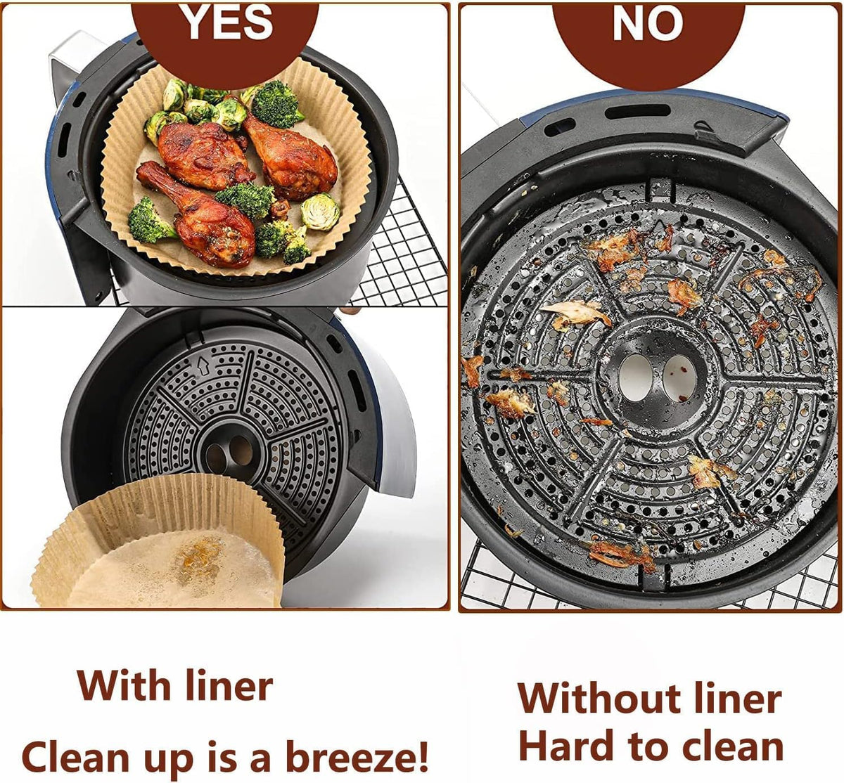 Air Fryer Liner Round,100PCS 7.9 inch to 9 inch Baking Parchment for 5 to 8Qt Air Fryer Disposable Paper Liners,Unbleached Non-stick Non-leak Airfryer Parchment Paper liner