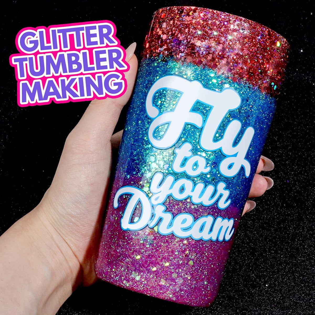 LEOBRO Holographic Chunky Glitter, Set of 32 Colors, Craft Glitter for Resin, Crafts Tumblers Nails Body, Christmas Halloween Sequins Flakes for Arts Crafts