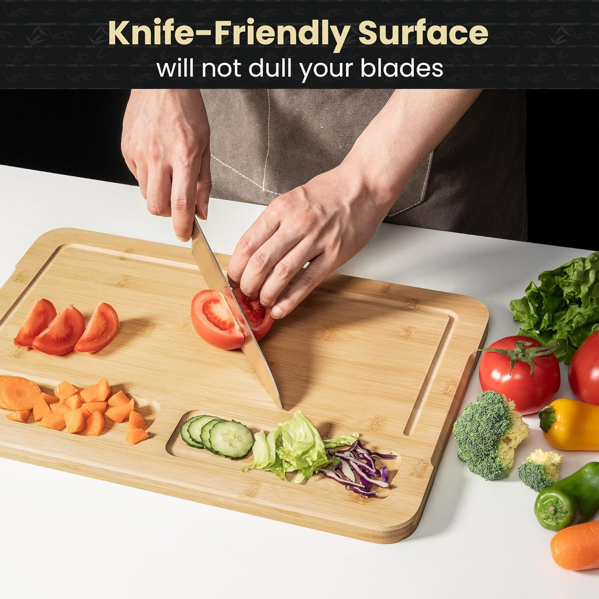 Heimlove Extra Large Cutting Board, 17" Wooden Cutting Boards for Kitchen Charcuterie Boards with Juice Groove and Handles, Chopping Board for Meat, Vegetables and Cheese