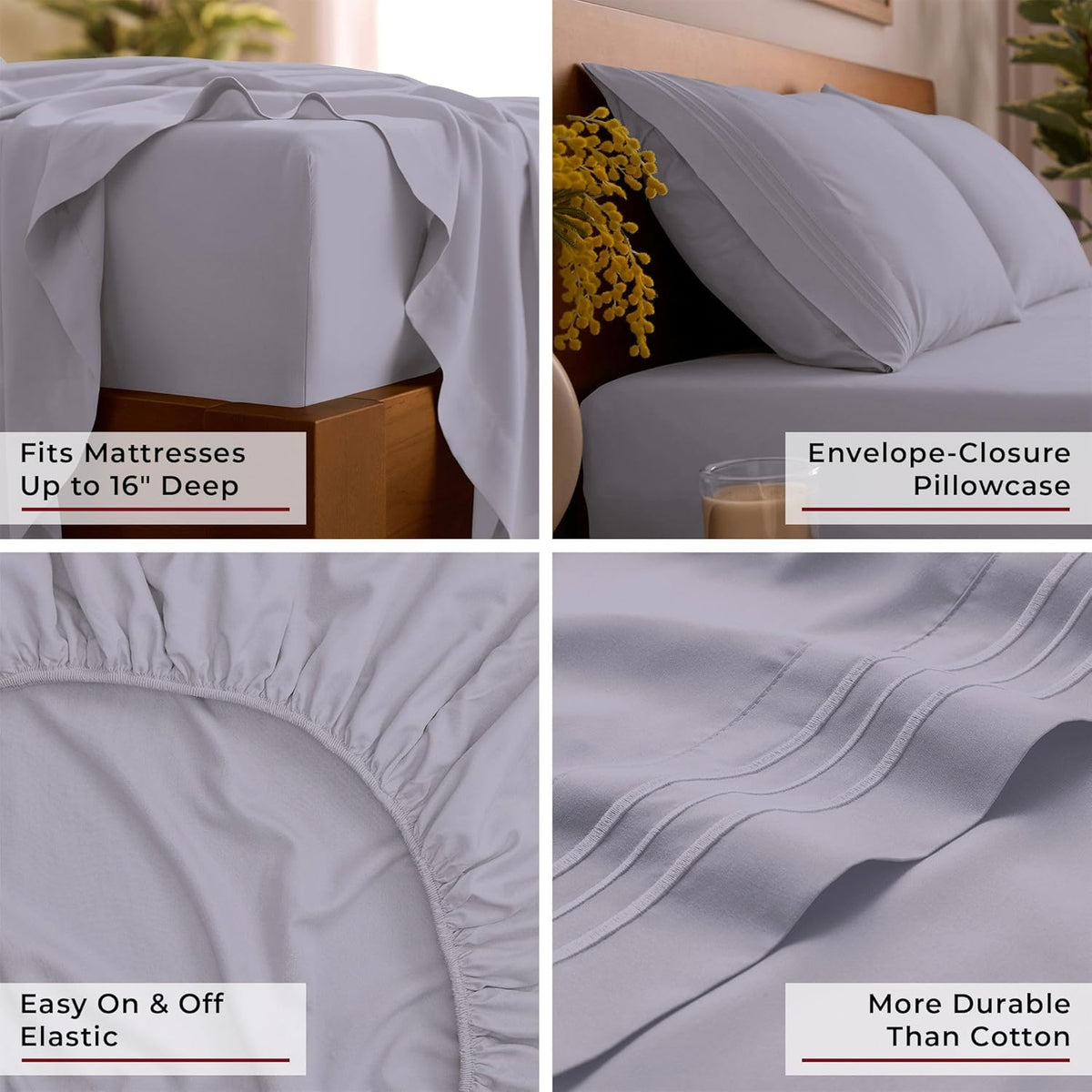 Mellanni Queen Sheets Set - 4 PC Iconic Collection Bedding - Hotel Luxury, Extra Soft, Cooling Bed Sheets - Wrinkle, Fade, Stain Resistant (Queen, Lavender)