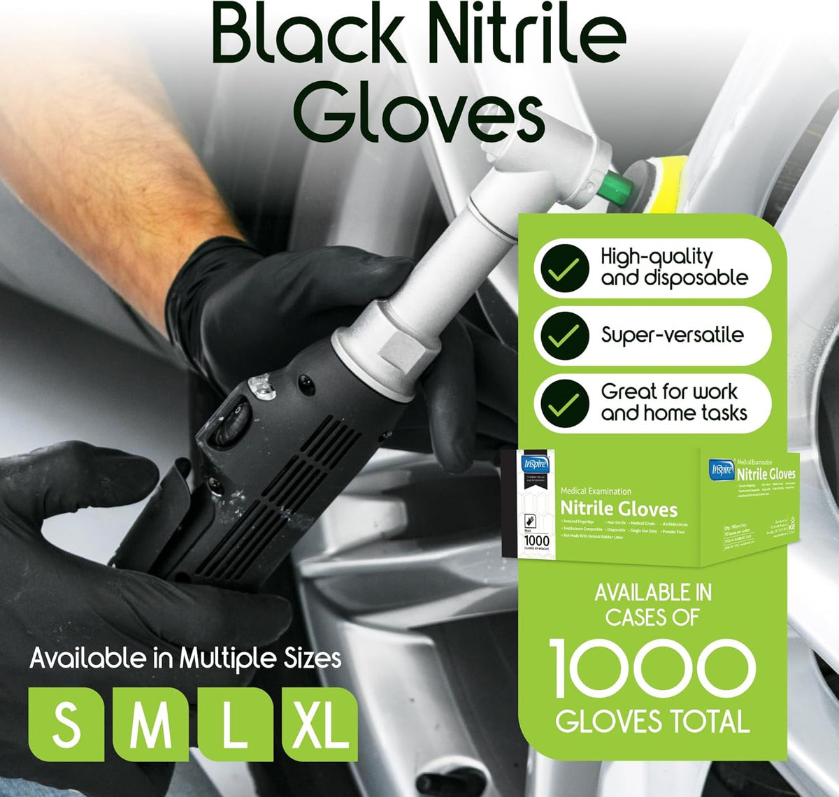 Inspire Black Nitrile Gloves | THE ORIGINAL Quality Black Gloves Disposable Latex Free | 4.5 Cooking