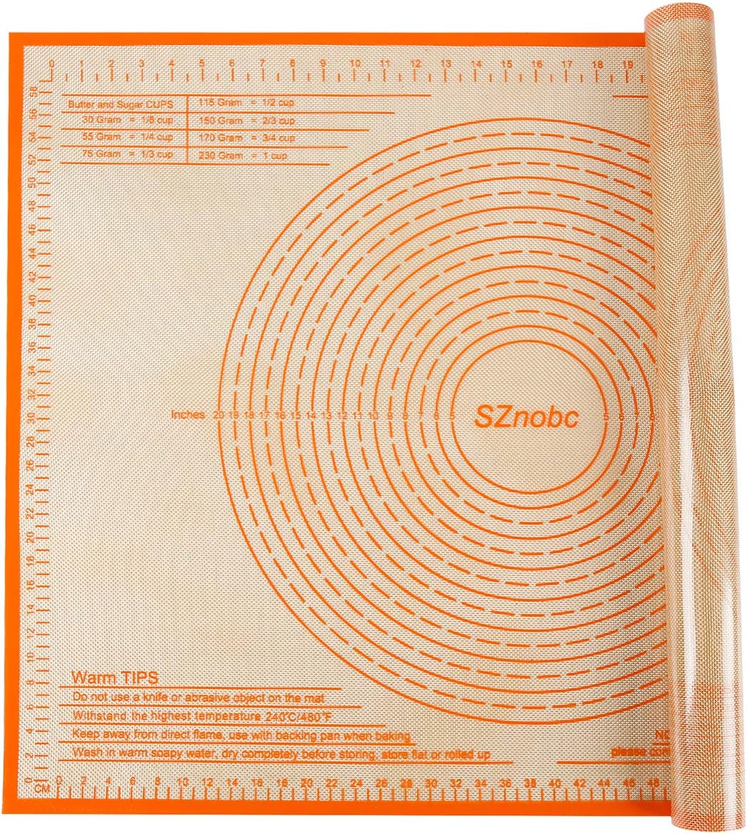 Silicone Pastry Mat 36'' By 24'' Extra Large Baking Mat with Measurements for Dough Rolling, Kneading Board, Kitchen Counter Mats, Perfect for Dough, Fondant, Pie Crust, Cookies, Bread, Pasta, Pizza