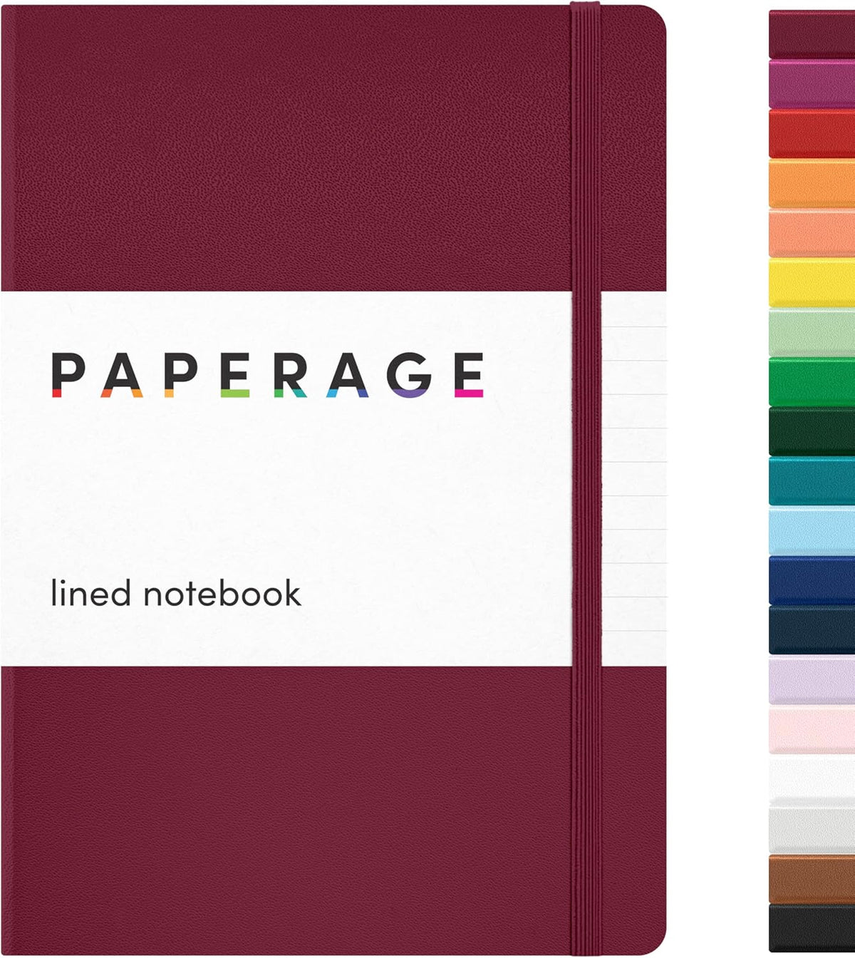 PAPERAGE Lined Journal Notebook, (Burgundy), 160 Pages, Medium 5.6 in x 8 in - 100 GSM Thick Paper – Hardcover Journaling Notebook for Work, School & Note Taking