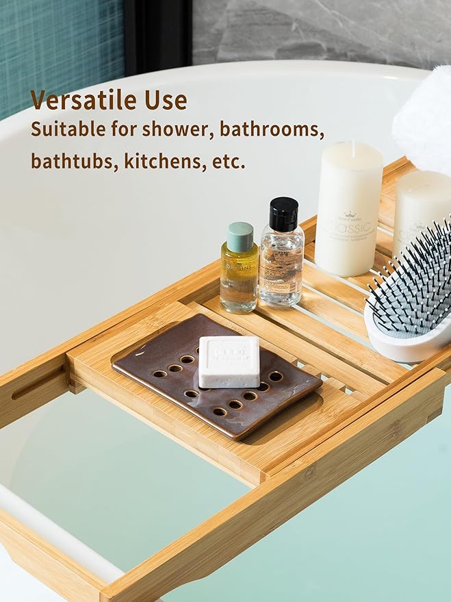 Soap Holder, Ceramic Soap Dish for Shower, Japanese Soap Tray with Self Drain for Sponges, Bath Tub, Bathroom, and Kitchen Sink, Purple