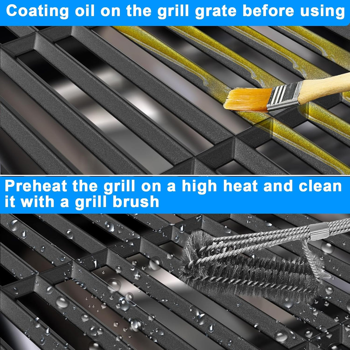 Cast Iron Cooking Grates for Weber Genesis II 400 & II LX 400 Series, Genesis II E/S-410, E/S-435, LX E/S-440, LX E-410/SE-410 Gas Grills, Replacement for Weber 66097 66089, Set of 3