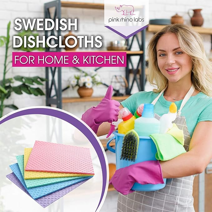 Swedish Dishcloths for Kitchen – Absorbent Kitchen Towels and Dishcloths Sets - Reusable Paper Towels - Dish Cloths for Washing Dishes and Cleaning Kitchen – Cellulose Sponge Cloths