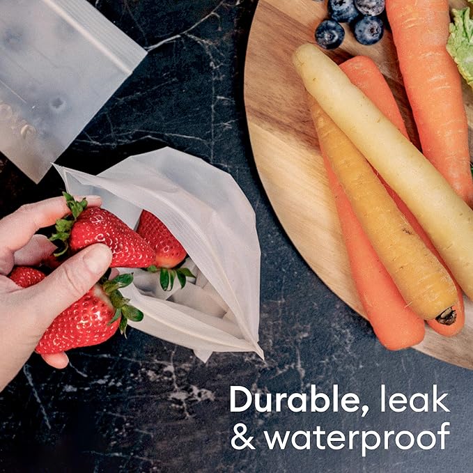 Vove Compostable Quart Bags, Large 30 Count – Freezer Safe, Leak Resistant, Non Toxic Food Storage for Leftovers & Meal Prep, Plastic-Free Eco Bags