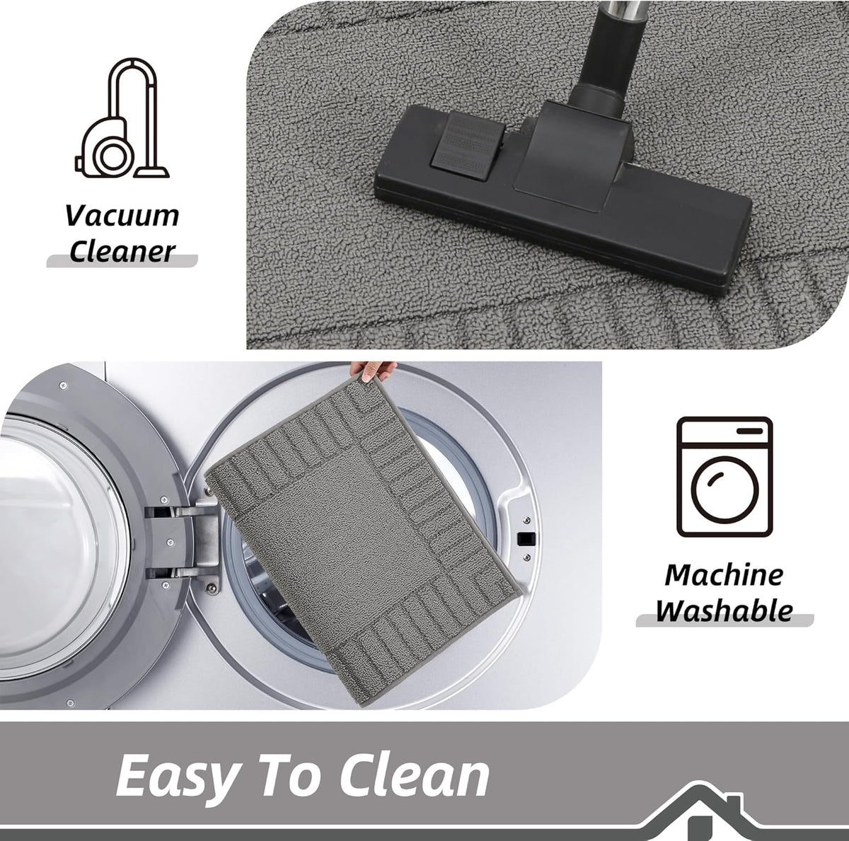 BEQHAUSE-Kitchen-Rugs-Washable-Kitchen-Mats-for-Floor Non-Slip Kitchen Mat Absorbent Kitchen Runner Rug with TPR Non Skid Backing,Grey,24”x60”