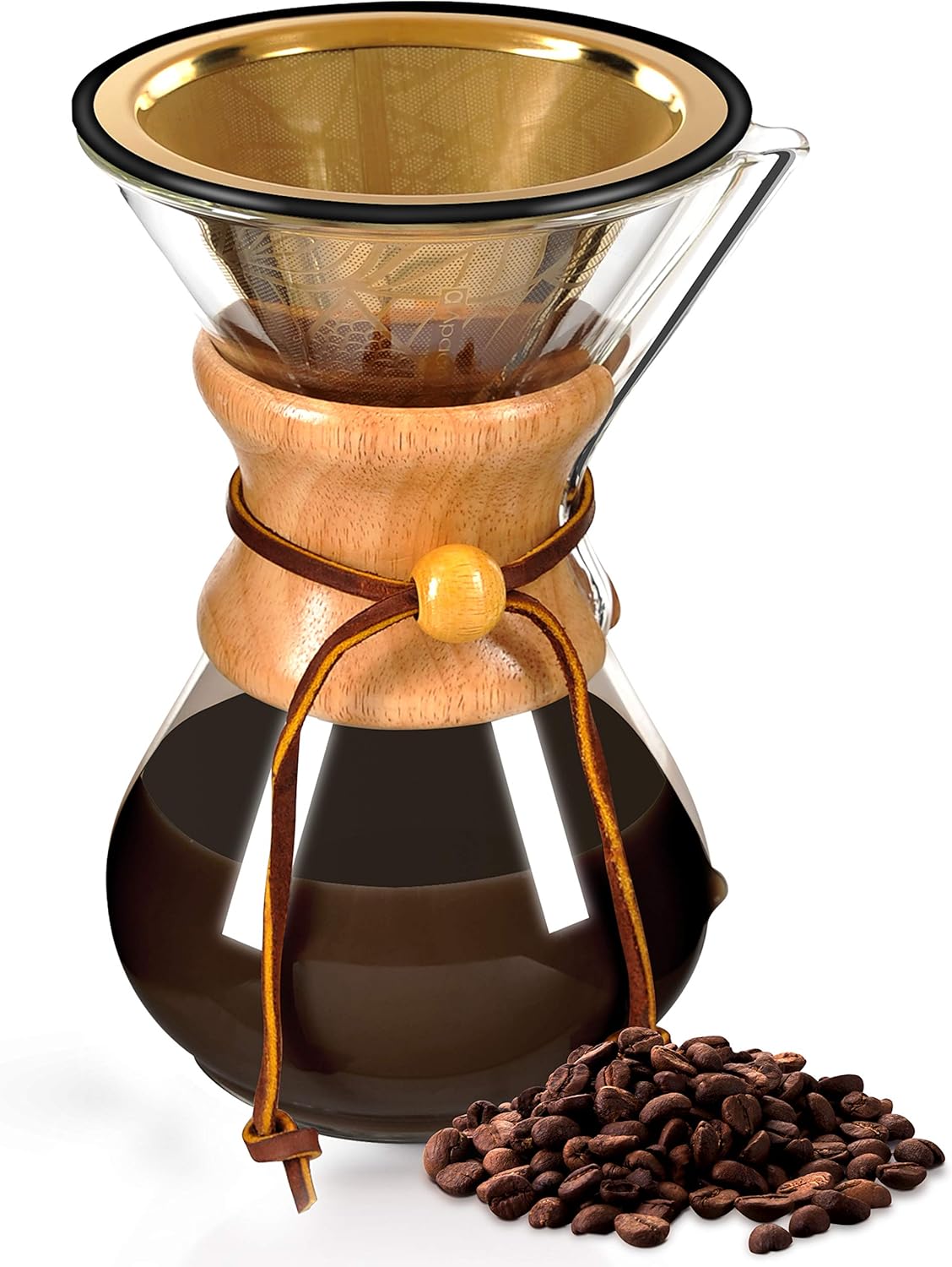 Compatible with Chemex, Hario V60 Pour Over Coffee Filter - Wide Metal Base Reusable Stainless Steel Coffee Dripper - Paperless Coffee Filter for Sustainable Brewing