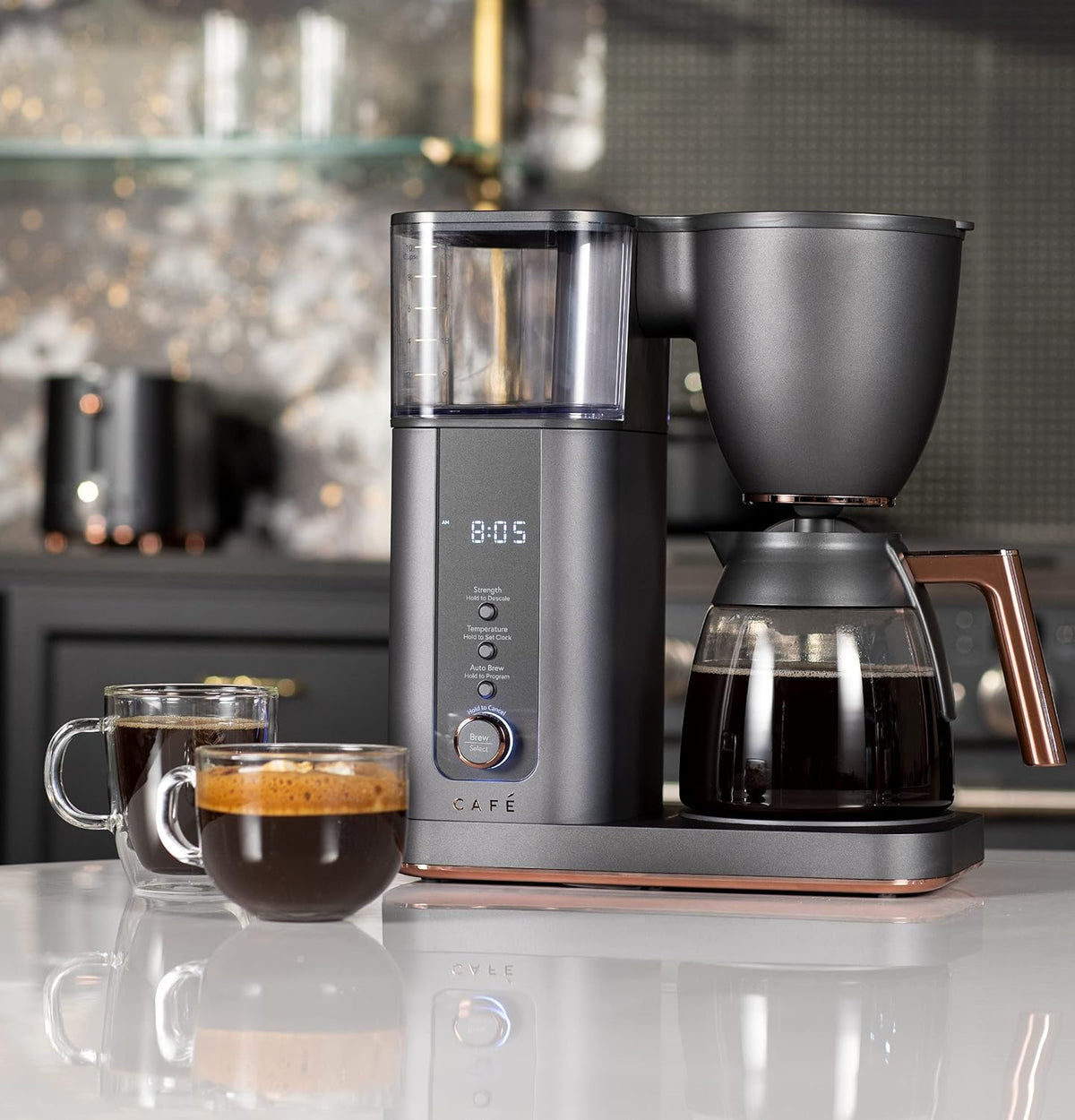 Café Specialty Drip Coffee Maker | 10-Cup Glass Carafe | WiFi Enabled Voice-to-Brew Technology | Smart Home Kitchen Essentials | SCA Certified, Barista-Quality Brew | Matte Black (Renewed)