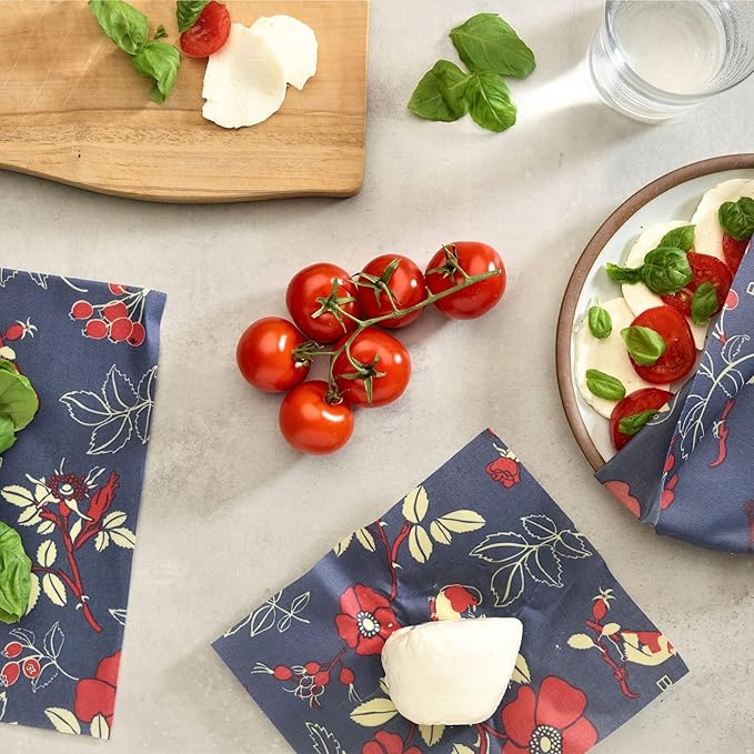 Bee's Wrap Beeswax Wraps for Food - Botanical 3 Pack (S, M, L) Made in USA Reusable & Organic Food Wraps, Sandwich Wrap & Bowl Covers - Eco-Friendly Alternative to Aluminum Foil & Plastic Wrap