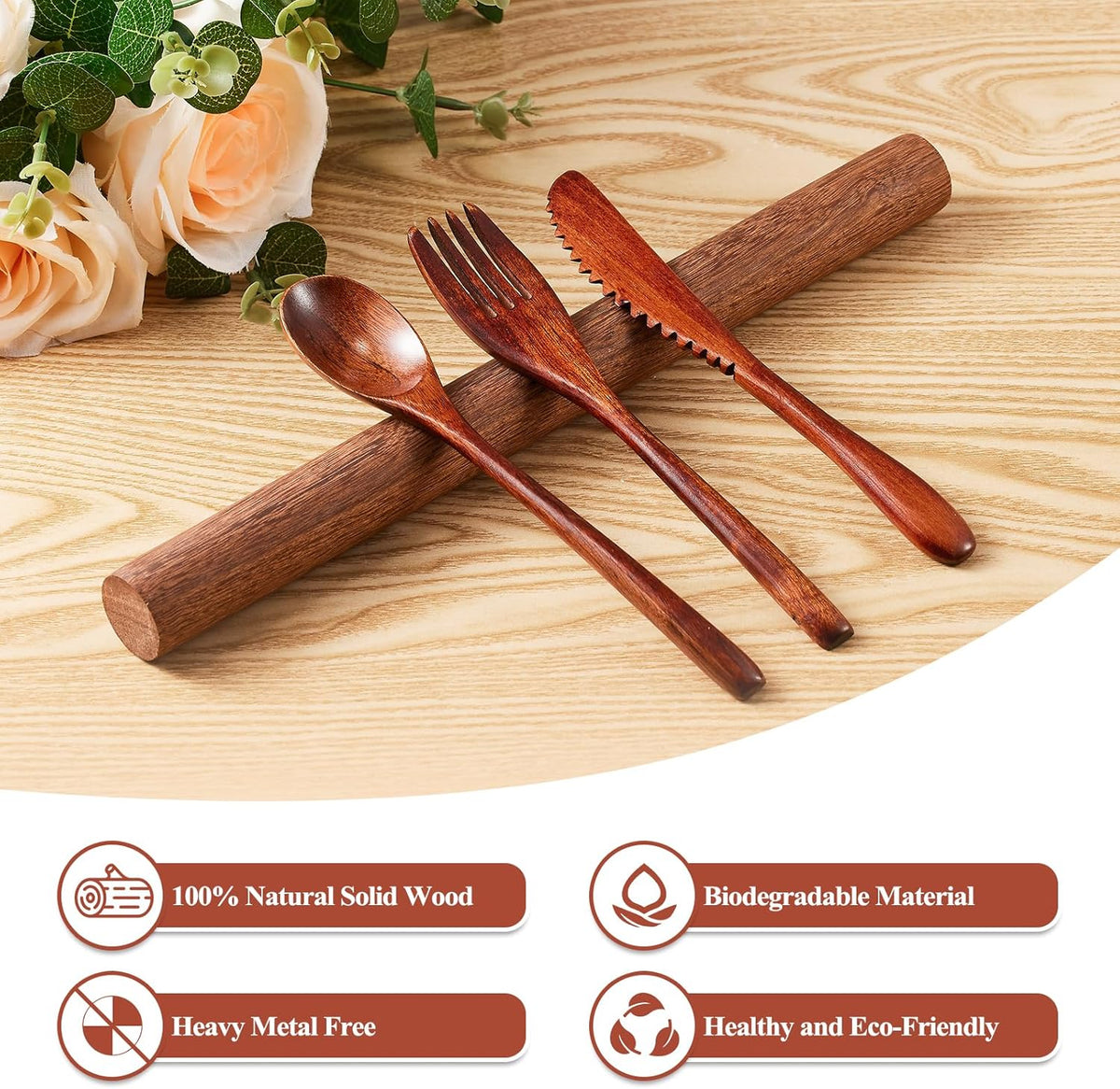 6PCS Silicone Baking Mat Set, Pastry Mat with Measurements Wooden Rolling Pin/Knife/Fork/Spoon/Scraper, Pasta Cutter,Non-slip Silicone Mat, Non-Stick Dough Mat for Counter,Kneading Mat Set,20"*16"