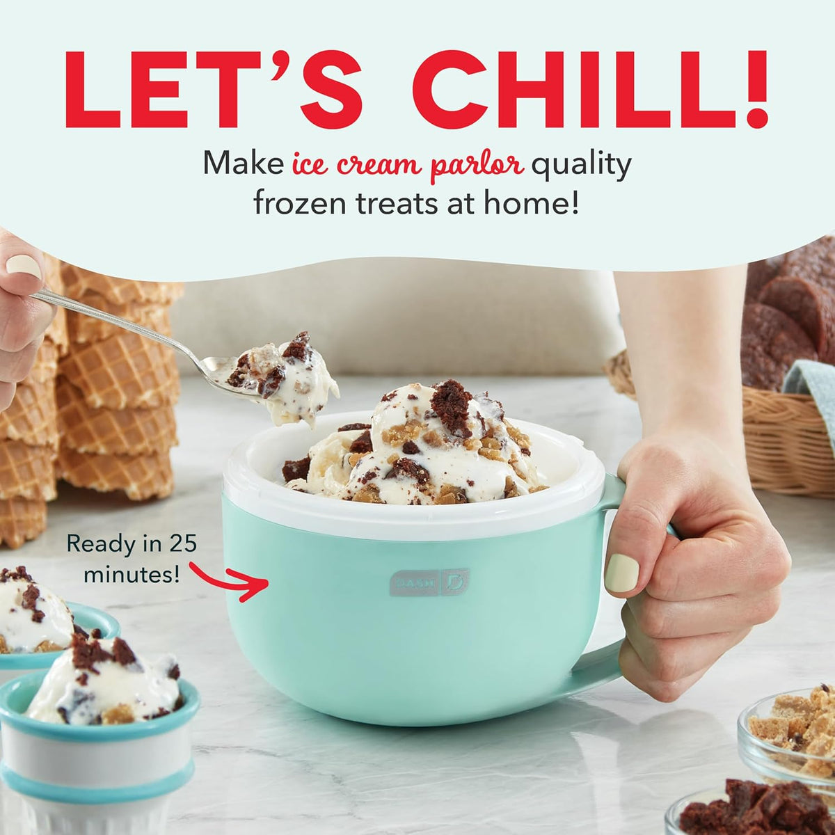 DASH My Mug Ice Cream Maker, for Ice Cream, Gelato, Sorbet, Frozen Yogurt, and Custom Mix-Ins