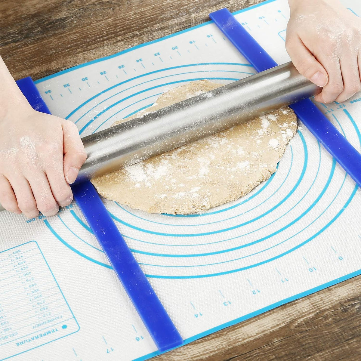 GWHOLE 6Pcs Rolling Pin Guides, Non-Stick Silicone Rolling Pin Ruler Dough Thickness Guides For Dough Cookies Noodles Pizza Baking Strips for Home Kitchen Restaurant