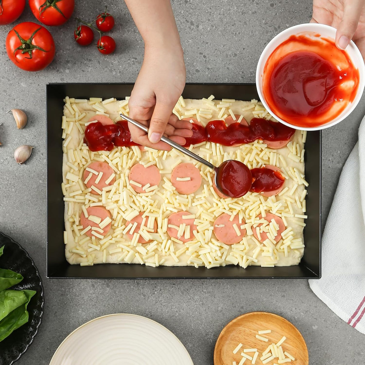 Detroit Style Pizza Pan 10x14x2.5 (Non-Stick, BPA & PFOA Free) Heat-Resistant Up to 800°F, Pre-Seasoned Authentic Hard Anodized Detroit Deep Dish Pizza Pan, Five-Year Free Replacement