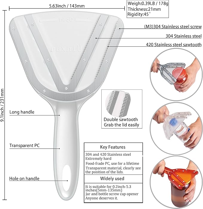 Jar Opener for Weak Hand & Seniors with Arthritis,Easy Twist Off Bottle Caps,Patent | Unique Kitchen Gadgets, Christmas Gifts for Elderly/Women/Men (Red)