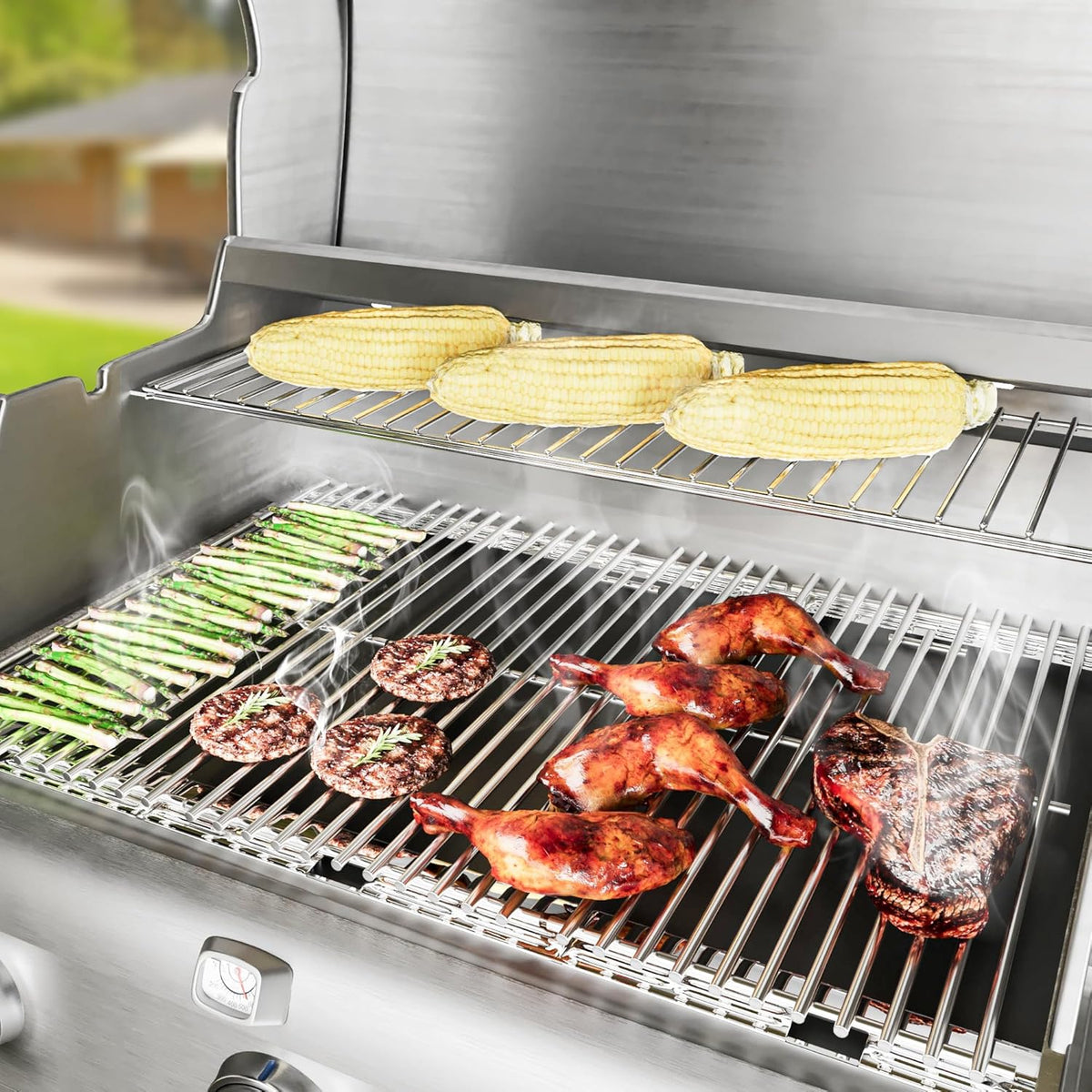 16 15/16" Grill Grates for Charbroil Advantage 4 Burner 463344116 463343015 463344015 463240015 463340516, Stainless Steel Cooking Grids Replacement Parts for Charbroil G460-0500-w1, G530-b700-w1