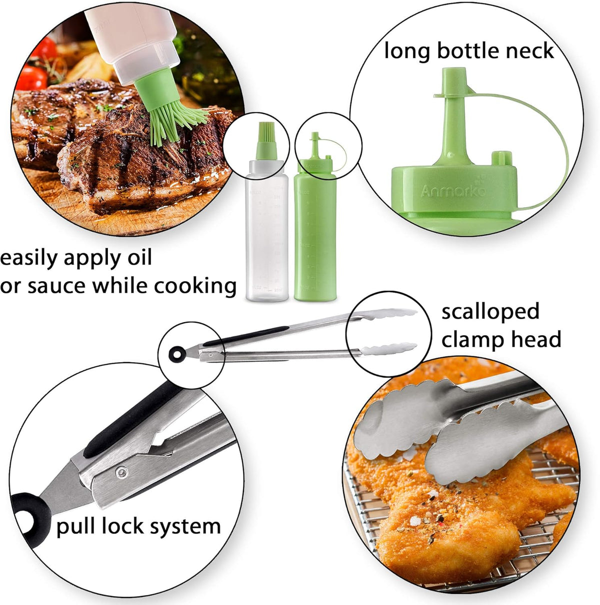 Anmarko Metal Spatula Set Stainless Steel and Scraper - Professional Chef Griddle Spatulas Set of 6 - Heavy Duty Accessories Great for Cast Iron BBQ Flat Top Grill