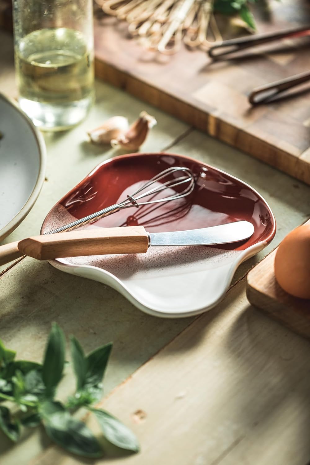Spoon Rest for Stove Top, Spoon Holder for Kitchen Counter, Spatula Holder, Coffee Spoon Rest, Gradient Red, 5.12"