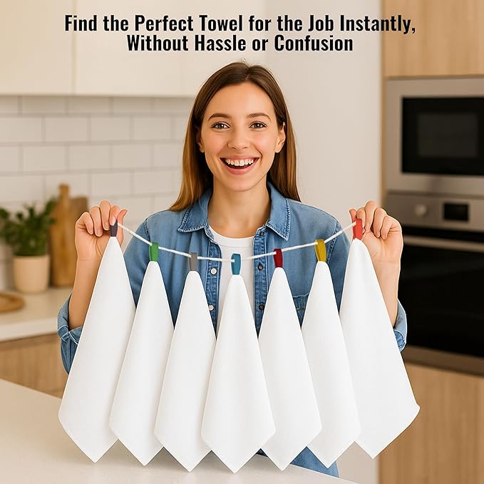 Flour Sack Dish Towel - Color Ribbon Hanger 18x28 Pack of 7