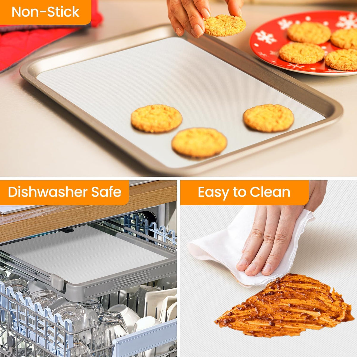 Silicone Baking Mat Roll-Customizable Silicone Mat for Baking- Heat Resistant Silicone Macaron Baking Mat for Cookie Bread Pizza, Reusable& Dishwasher Safe