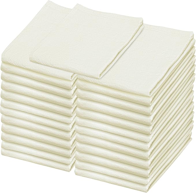 Flour Sack Towels – 24 Pack Cotton Kitchen Dish Towel, Tea Towels for Crafts, Embroidery, Baking, Bread Proofing – Thick, Absorbent, Quick-Dry – 18"x28" Natural