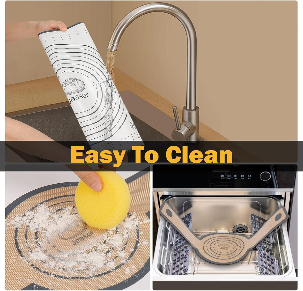 3 PCS Silicone Baking Mat Set, Silicone Bread Sling for Dutch Oven, Reusable Sourdough Bread Baking Supplies, Non-Stick and Easy Clean, with Long Handles