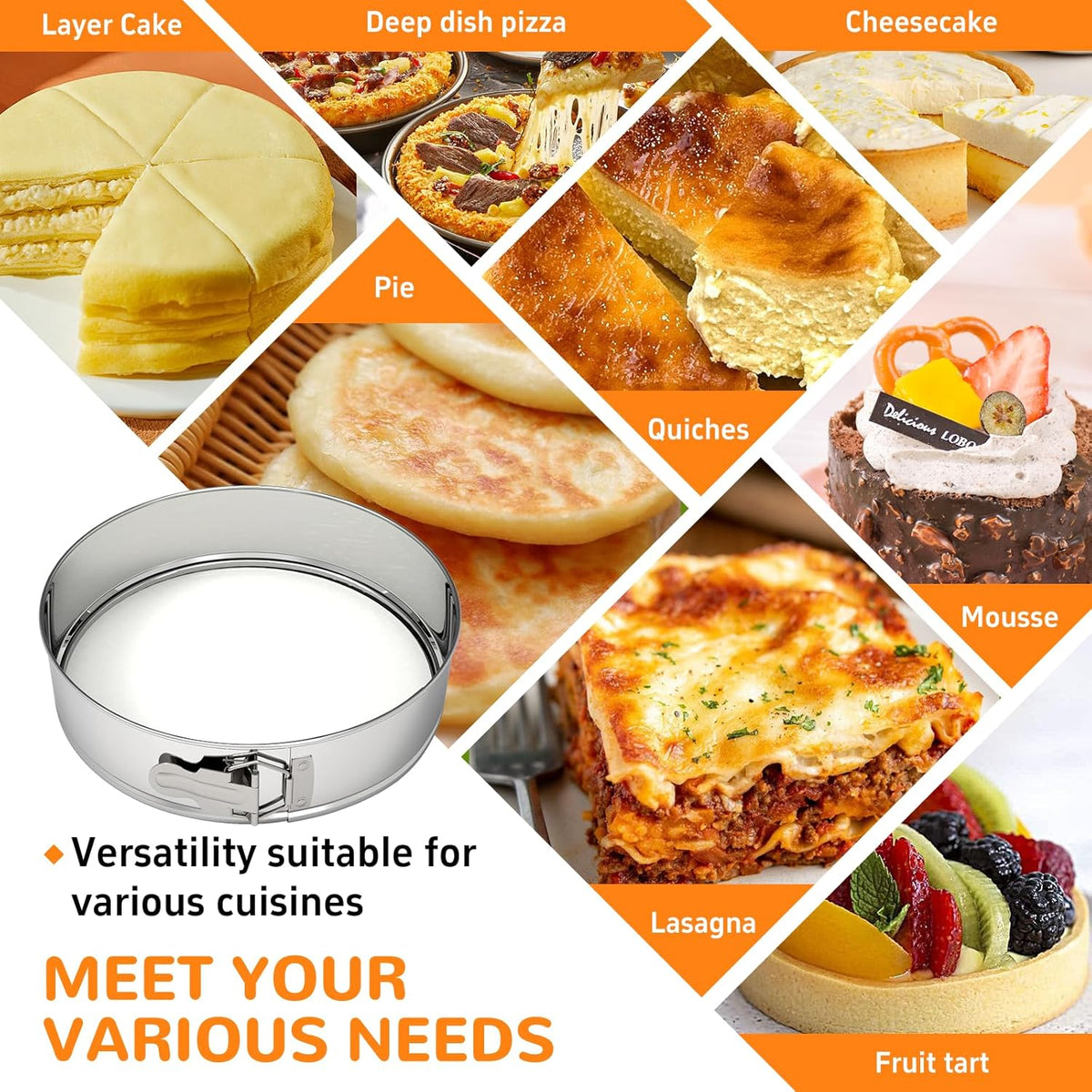 7 Inch 304 Stainless Steel Springform Pan with Removable Bottom, Nonstick Round Spring Form Cheesecake Pan with 30 Pcs Parchment Paper Liners
