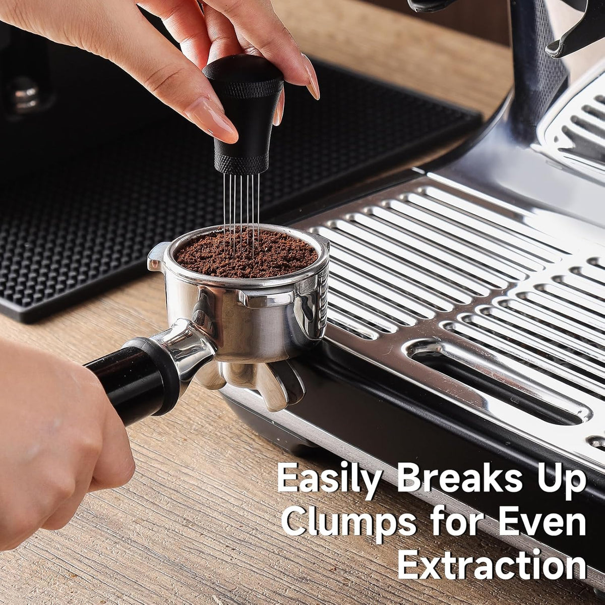 KitchenTour Espresso Accessories Kit 58mm, WDT Tool, Dosing Funnel and Puck Screen Set, 304 Stainless Steel Needle Coffee Distribution Stirrer, Portafilter Dosing Ring for Barista 58mm