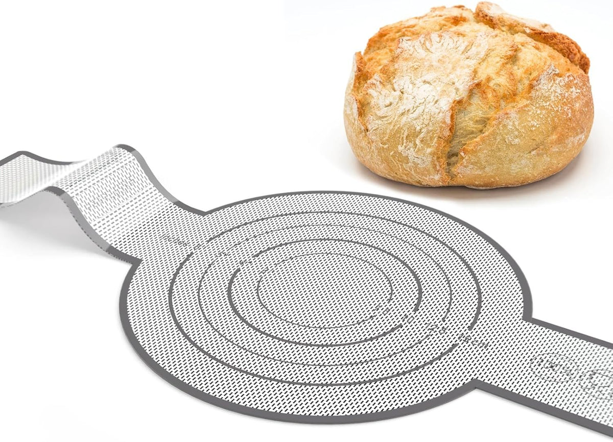 UBeesize Thickened Silicone Bread Sling, Reusable Sourdough Bread Baking Mat For Dutch Oven 2-8 Qrt, Non-Stick, Easy To Clean, With Extra Long Handles Bread Baking Sheet Liner, Grey