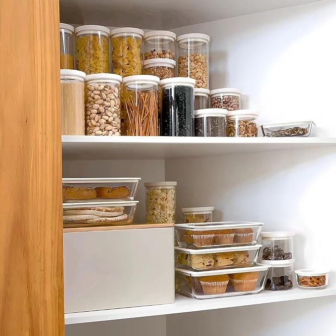 Urban Green Glass Food Storage Jar with Glass Lid, Food Canister Set with Airtight Lids, Pantry Storage Jar for Kitchen Organization. Food Storage Containers in Pack of 6, 16oz.
